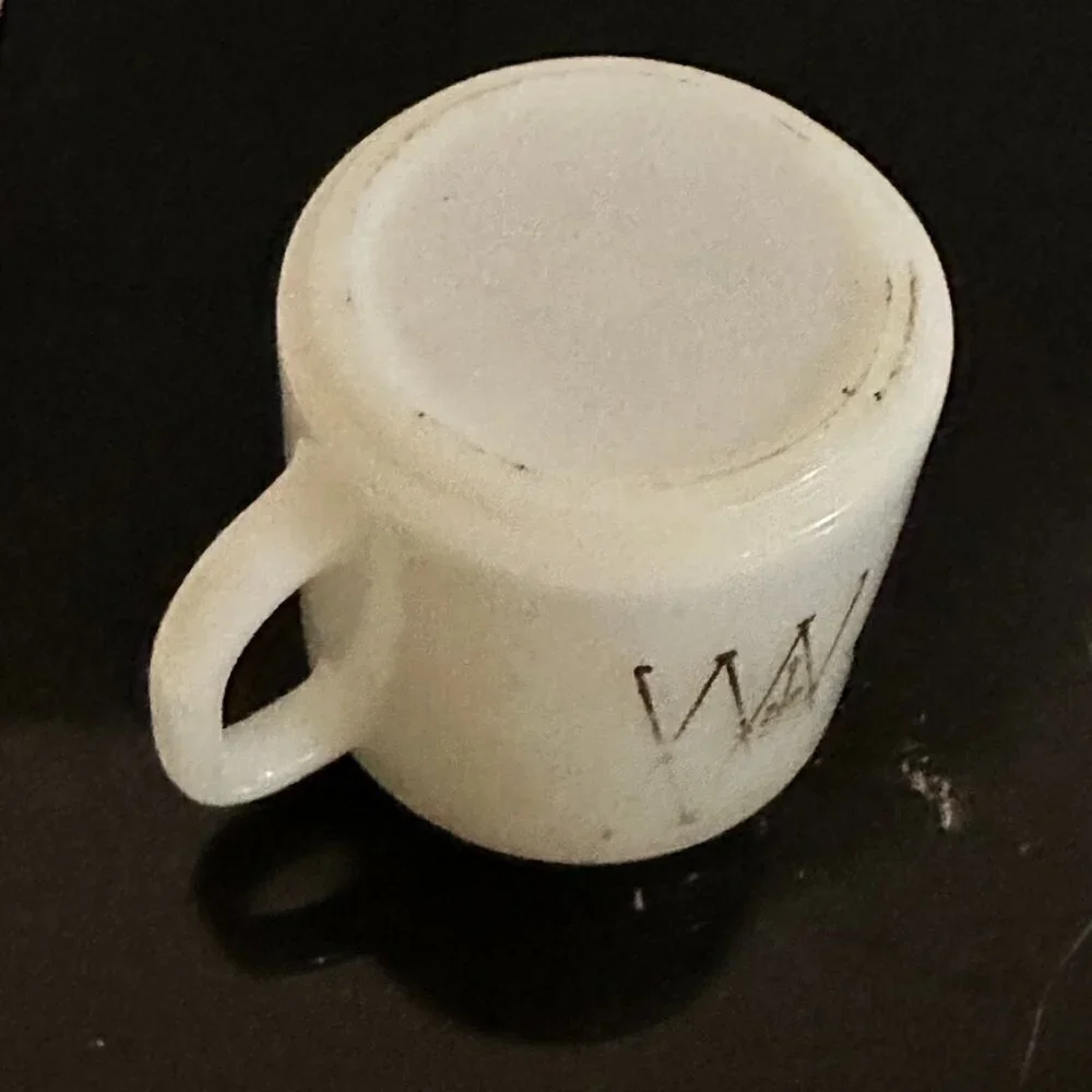 Federal Glass MCM Mug Milk Glass White  Diamonds Retro Mid Century Modern
